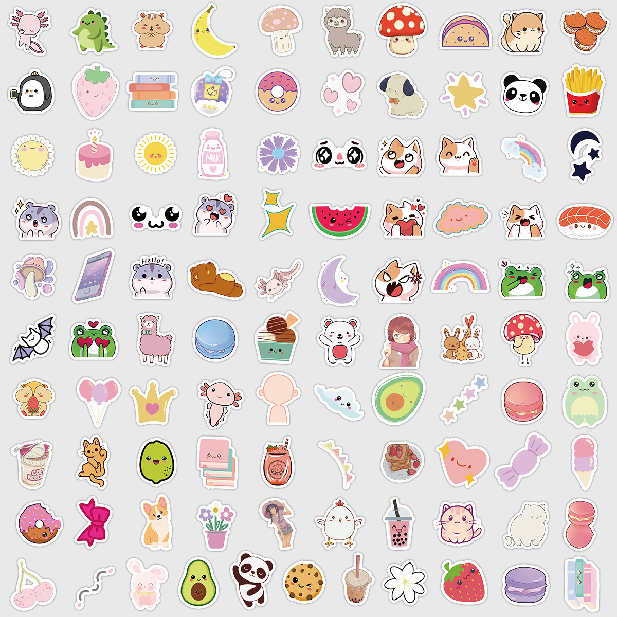 100 Pcs Cute Kawaii Stickers Pack, Waterproof Vinyl Aesthetic Stickers for Laptop, Water Bottle, Phone Case, Scrapbook, Journal, Planner, Kids Teens Girls Adults Gift