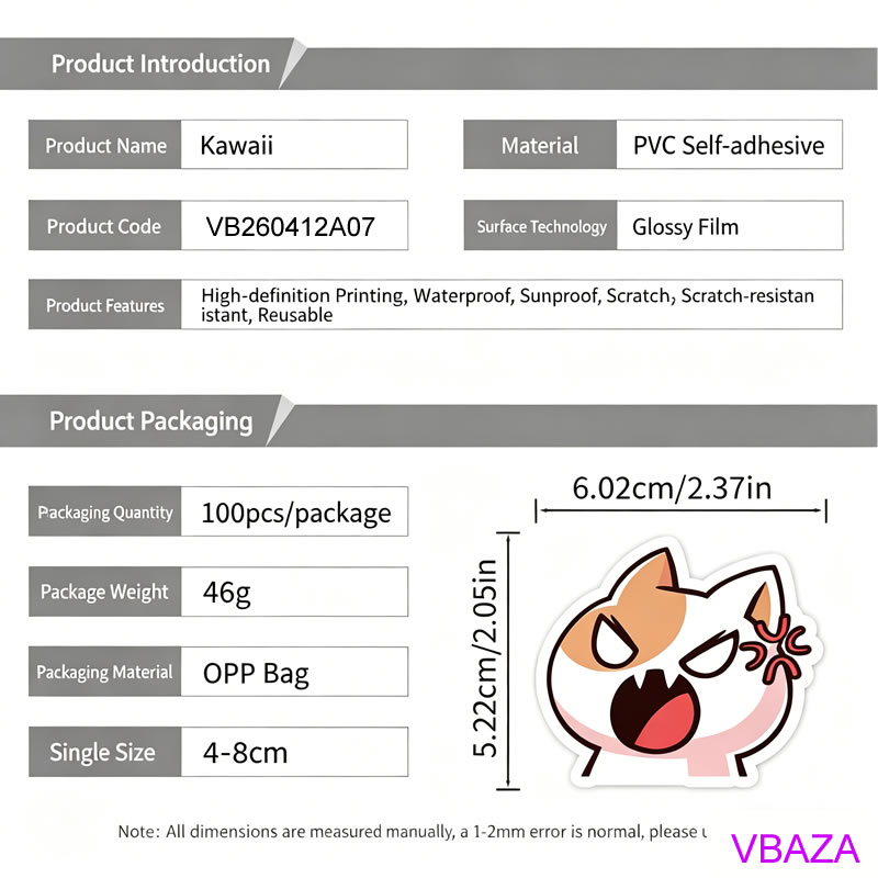 100 Pcs Cute Kawaii Stickers Pack, Waterproof Vinyl Aesthetic Stickers for Laptop, Water Bottle, Phone Case, Scrapbook, Journal, Planner, Kids Teens Girls Adults Gift - Image 2